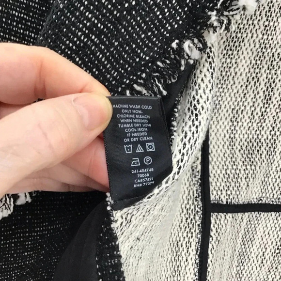 Ann Taylor Tweed Fringe Moto Style Jacket Black/White Career Casual Size Small - Picture 11 of 11